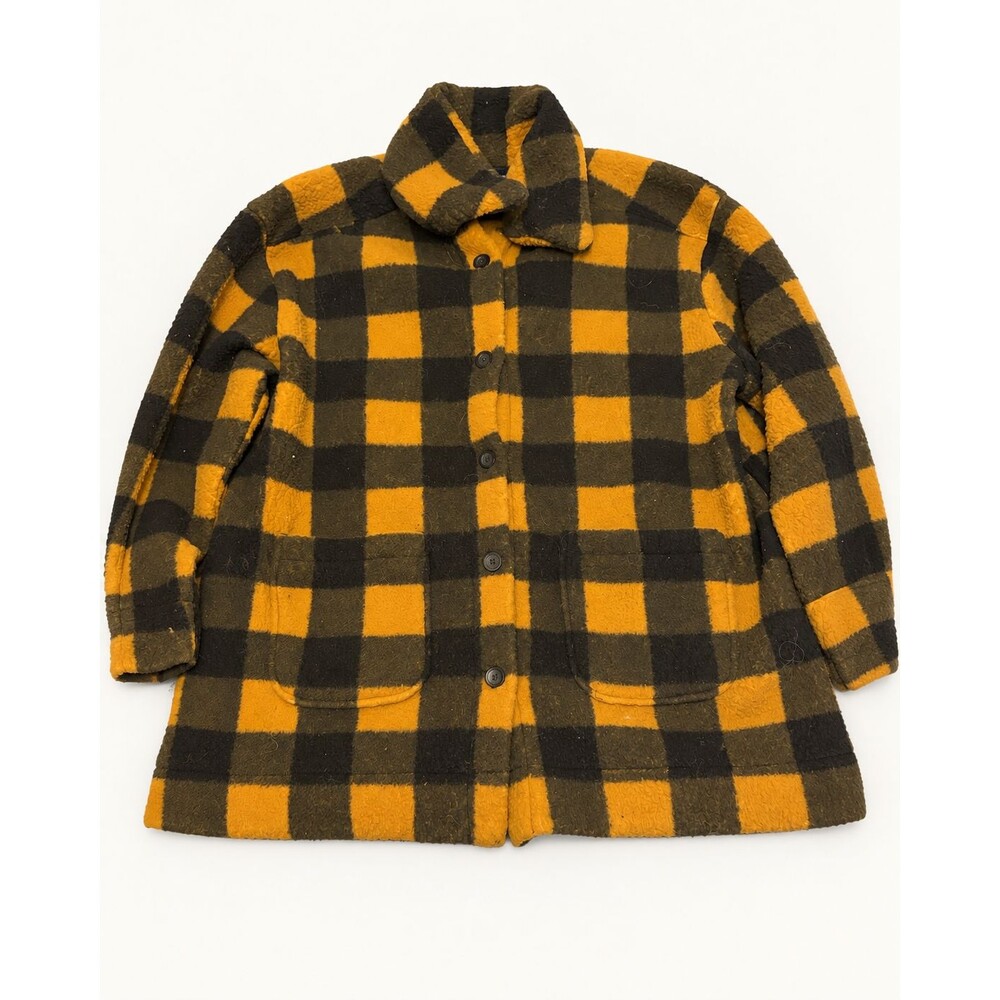 Lee Women's Fleece Chore Jacket 1X Dull Gold Black Buffalo Plaid